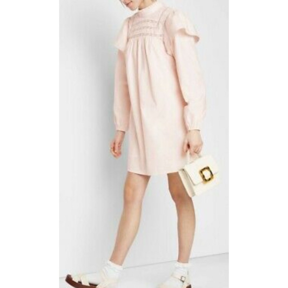 wild fable poplin blush pink high neck cottage core dress